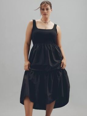 Eloquii Plus Sleeveless Tiered Maxi Dress - Black, Size 28